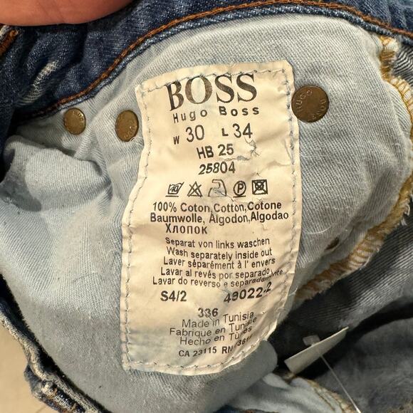 BOSS Hugo Boss Men's Straight Leg Faded Medium Blue Jeans, Size 30x32 - Picture 4 of 4